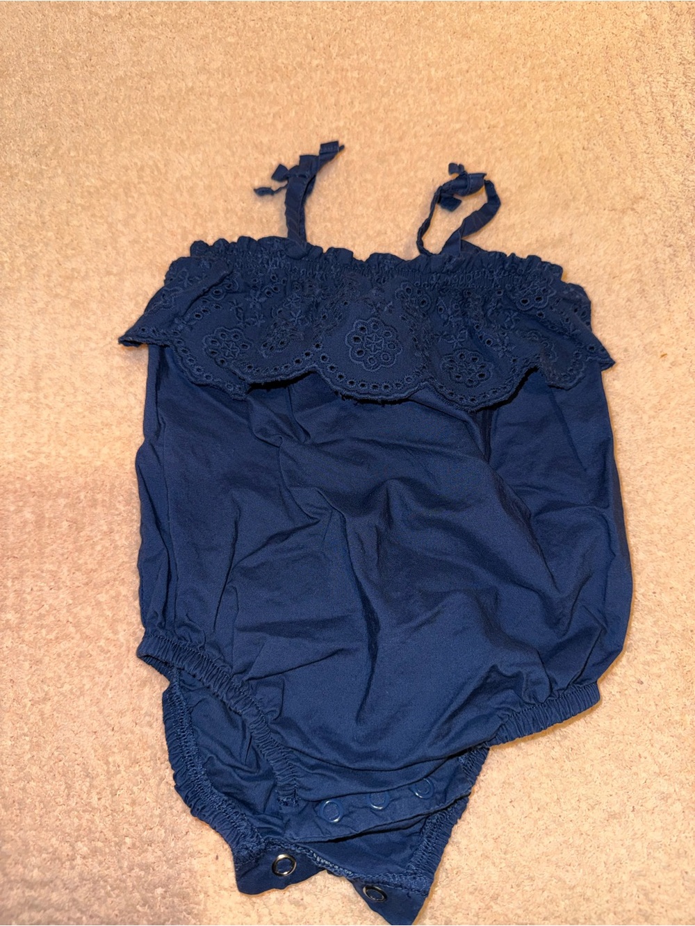 Carter's Navy Eyelet Ruffle Baby One-Piece Romper